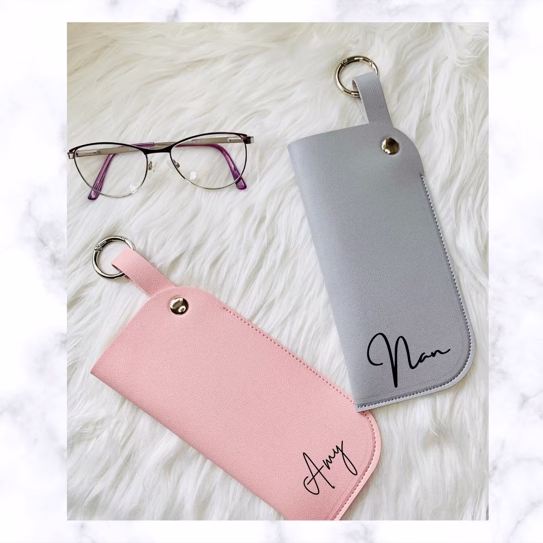 Personalised Glasses Case, Pu Leather Sunglasses Slim Holder, Sleeve, Gifts For Mom, Dad, Holiday Accessories