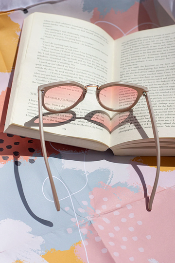 Baby Pink Square Frame Metal Nose Piece Sunglasses
