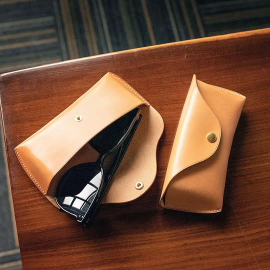 Natural Vegetable-Tanned Leather Eyeglasses Case | Handmade Buttero Sunglasses Holder Bespoke Goods Personalized Gift