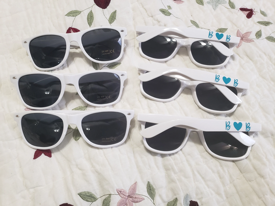Personalized Sunglasses For Wedding Favors | Bulk White Custom Decal Party Welcome Bag Gifts
