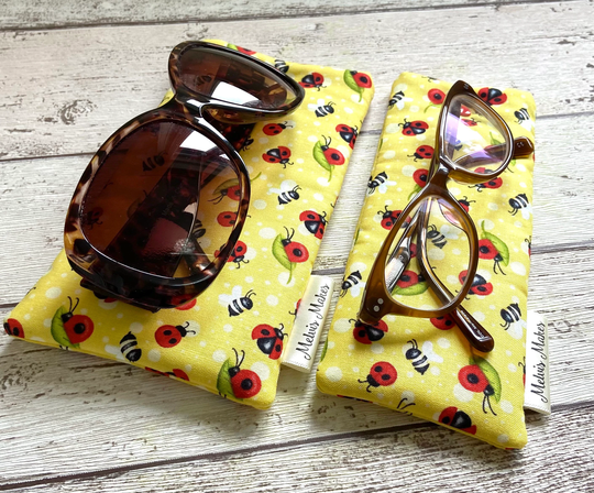 Ladybird Glasses Case, Unique Summer Sunglasses Pouch, Cushioned Specs Bag, Outdoor Accessories, Pretty Bees Gift For Her