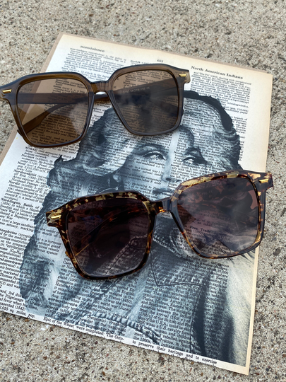 Retro Style Big Square Fashion Sunglasses. Brown & Tortoise Shell Colors. Uv400 Protection