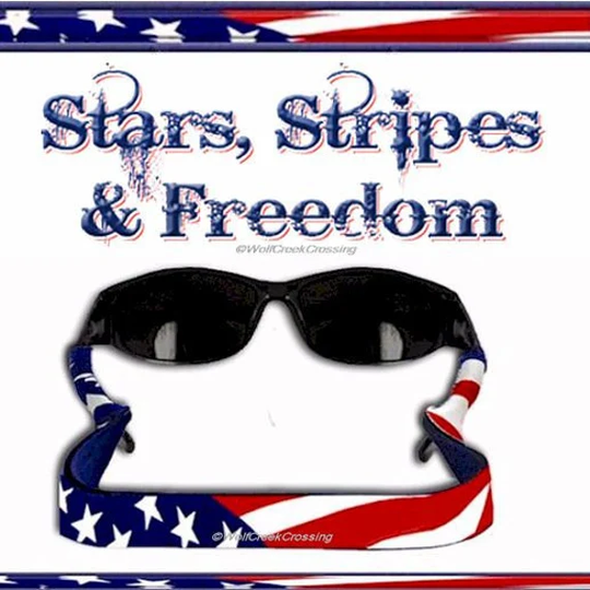 Lot Of 4 | Four Usa Stars & Stripes Straps For Sunglasses To Hold Eye Glasses American Flag Red White & Blue Croakie Style - Free Shipping