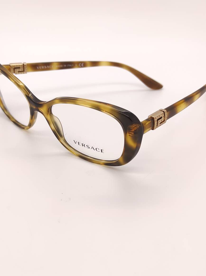 Vintage New Old Stock Versace Tortoise Gold Crystal Eyeglass Frames Mod 3234-B Demo Lenses