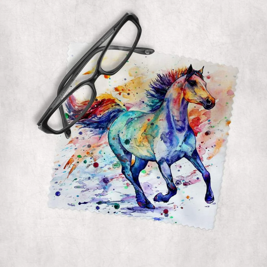 Watercolor Animals - Horse #3 Microfiber Lens Cleaning Cloth For Eyeglasses, Cameras, Smartphones & All Screens