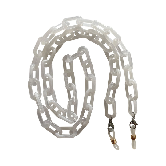 White Acrylic Lightweight Cable Link Glasses/Sunglasses Spectacle Chain Strap Holder Chunky Look