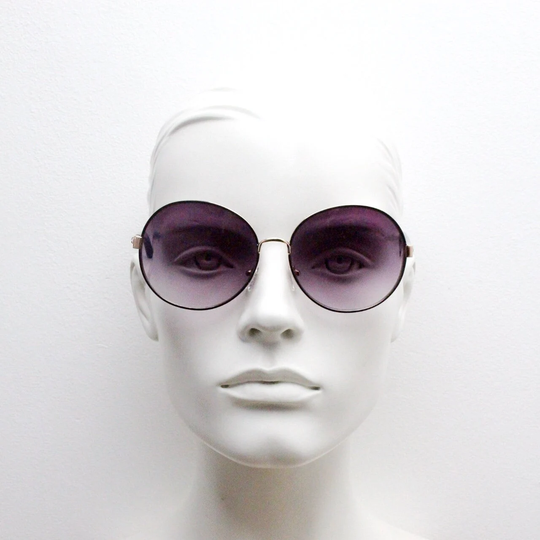 2000S Vintage Round Metal Sunglasses, Tasteful Enamelled Black On Gold Combo With Gradient Lenses. Unused Bnwt Panto. Y2K Nos