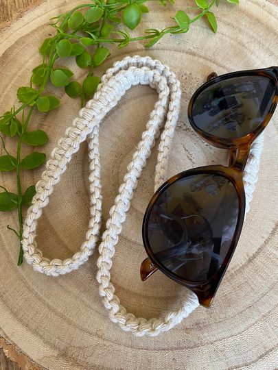 Natural Macrame Sunglasses Chain, Boho Fashion Accessories, Eco Friendly Gifts For Her, Glasses Hanging Cord, Neck Lanyard, Eyeglass Cord