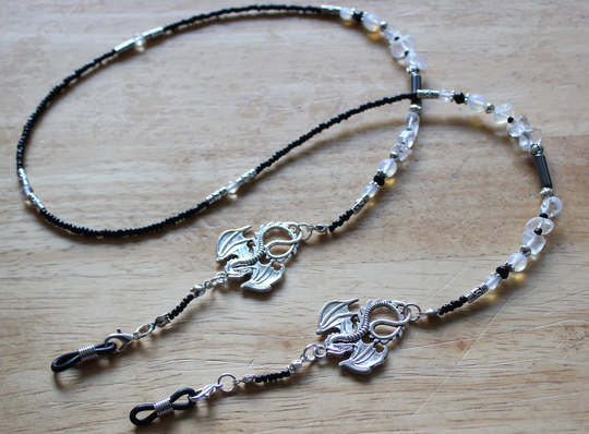Dragons Glasses Chain, Beaded Gemstone Dragon Sunglasses Holder, Jewelry, Double