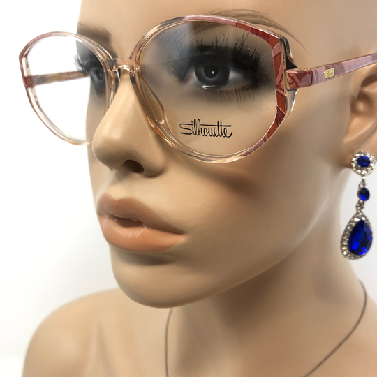 Vintage Silhouette M1803 Eyeglasses Glasses Frame Pink Clear Square Used Eyeglass Frames Retro