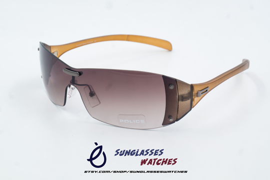Police 1384 Vintage Brown Sunglasses Made in Italy For Men & Women/Good Condition