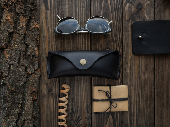 Personalized Genuine Leather Sunglasses Hard Case, Holder For Eyeglasses Monogrammed, Custom Case With Initials