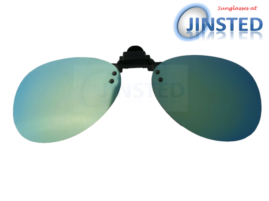 Green Mirrored Reflective Aviator Clip On Flip Up Pilot Sunglasses Uv400 Protection Acp036