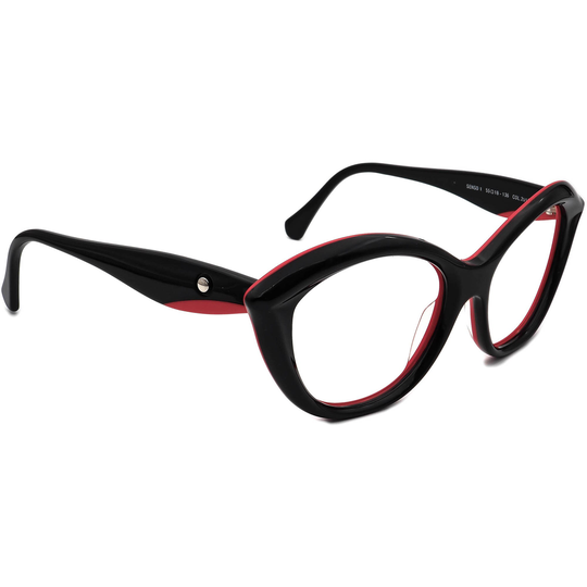 Face A Sunglasses Frame Only Senso 1 Col.2015 Black&red Cat Eye Italy 55 Mm