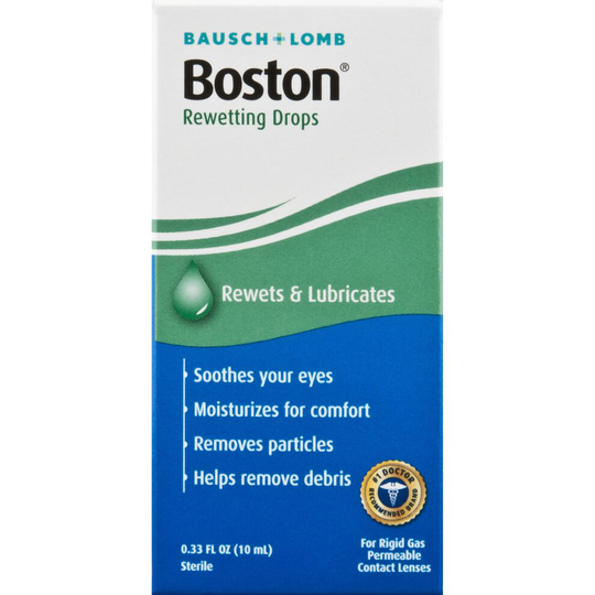 Contact Lens Solution by Boston, Rewetting Solution for Gas Permeable Contact Lenses, 0.33 Fl Oz