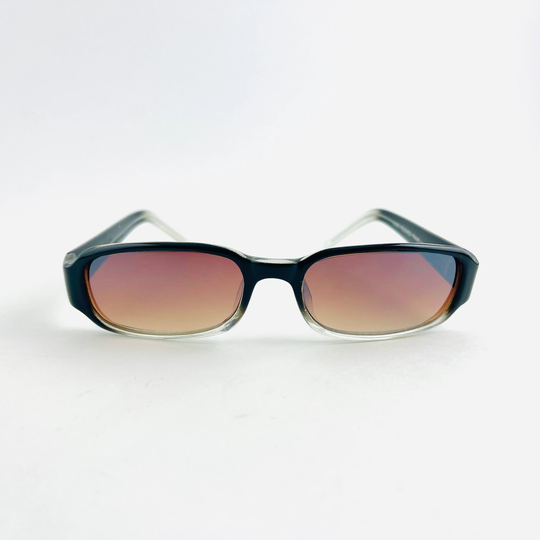 Authentic Y2K Transparent Black Frame Sunglasses With Brown Mirror Lens