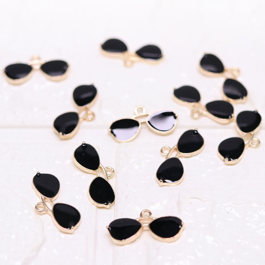 10/20Pcs Black Sunglasses Earring Accessories, Drop Oil Alloy Pendant, Diy Handmade Earring Charms, Bracelet Necklace Jewelry Material