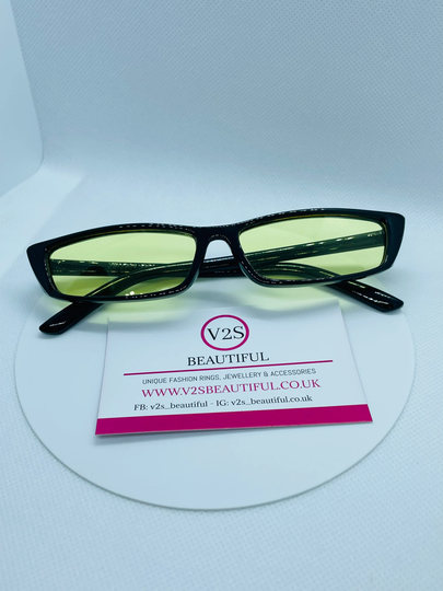 Yellow Sunglasses, Rectangle Retro Vintage Lens Square Glasses, Y2K Fashion, 90S, 80S, 00S, Punk Cat Eye Sunglasses