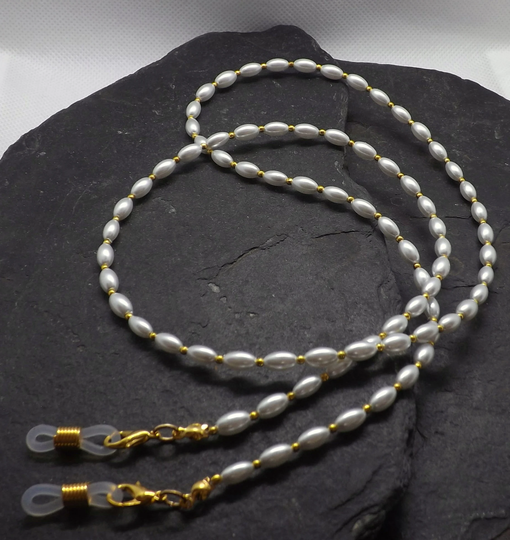 Glasses Chain Rice Glass Pearls, Classic Spectacles Holder, Satin Pearls Sunglasses Chain, Eyeglass Gift For Her