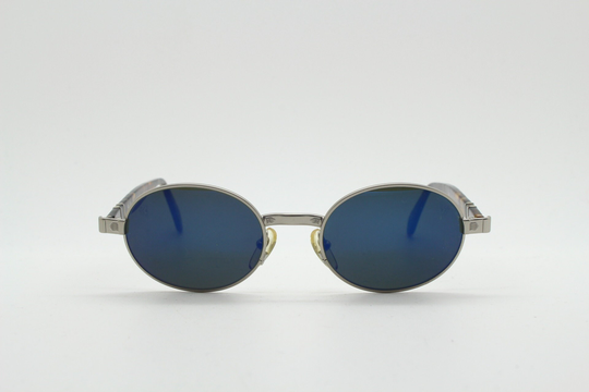 Persol Vintage 90S Oval Sunglasses Model 142 South Made in Italy. Tortoise Acetate & Matt Satin Finish Frame With Blue Mirror Lenses