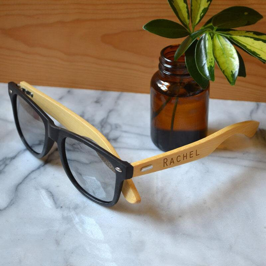 Personalised Sunglasses Bamboo Eco Friendly Engraved Name Or Message