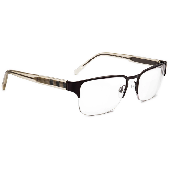 Burberry Eyeglasses B1297 1212 Brown/Clear/Plaid Half Rim Frame Italy 54[]18 145