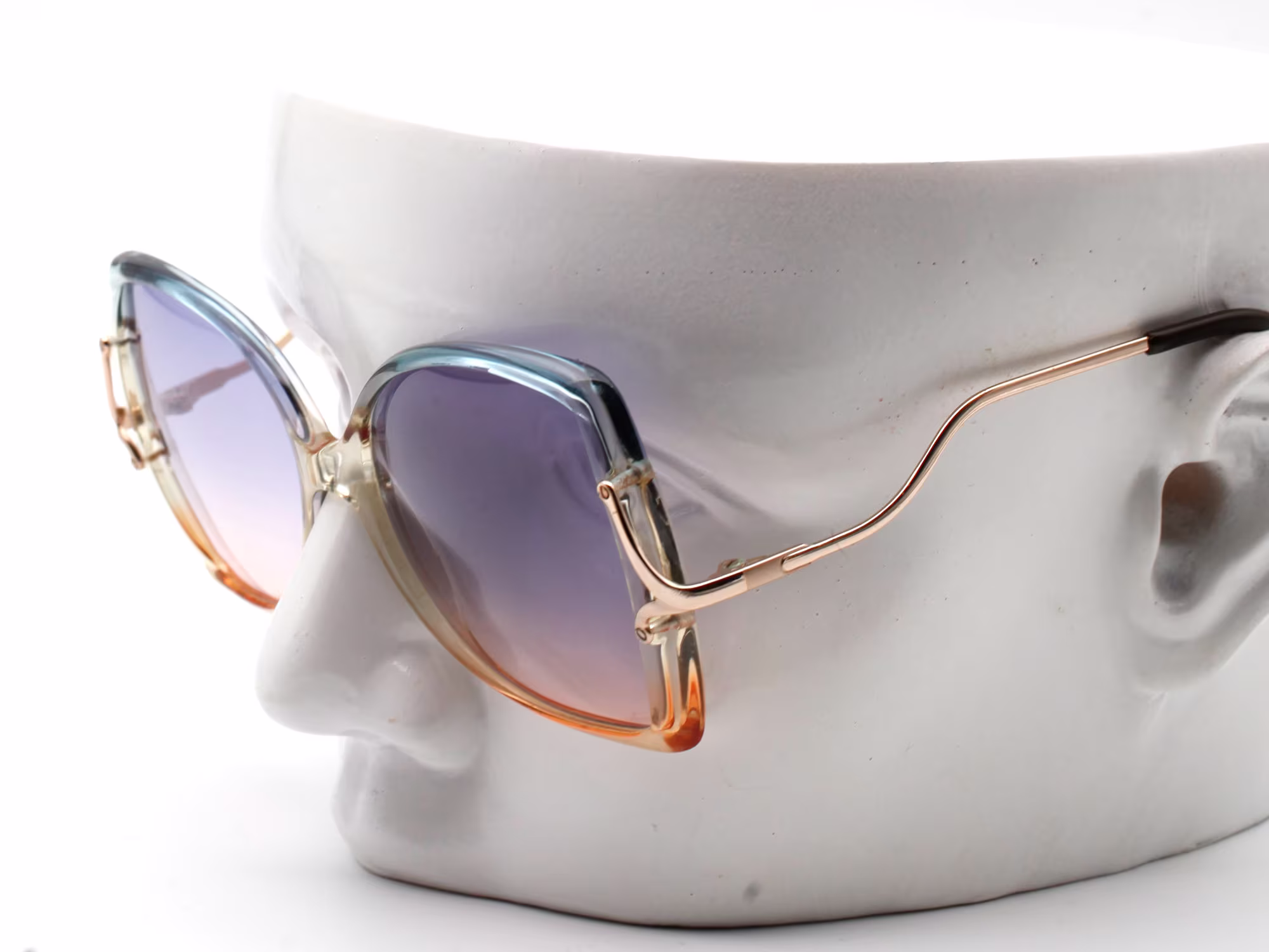 Luxottica, Alexia, New Old Stock, 1990's, Vintage Sunglasses, Never Used, Women, Blue Brown Lenses, Acetate, Metal