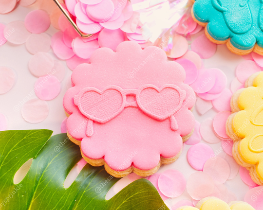 Heart Shaped Sunglasses Fondant Debosser | Embosser Stamp For Cookie Decorating