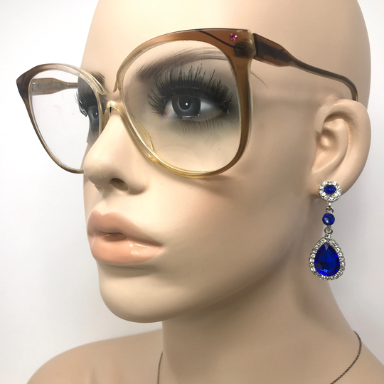 Vintage Ladies Eyeglasses Glasses Frame Clear Brown Oversize Used Eyeglass Frames Retro