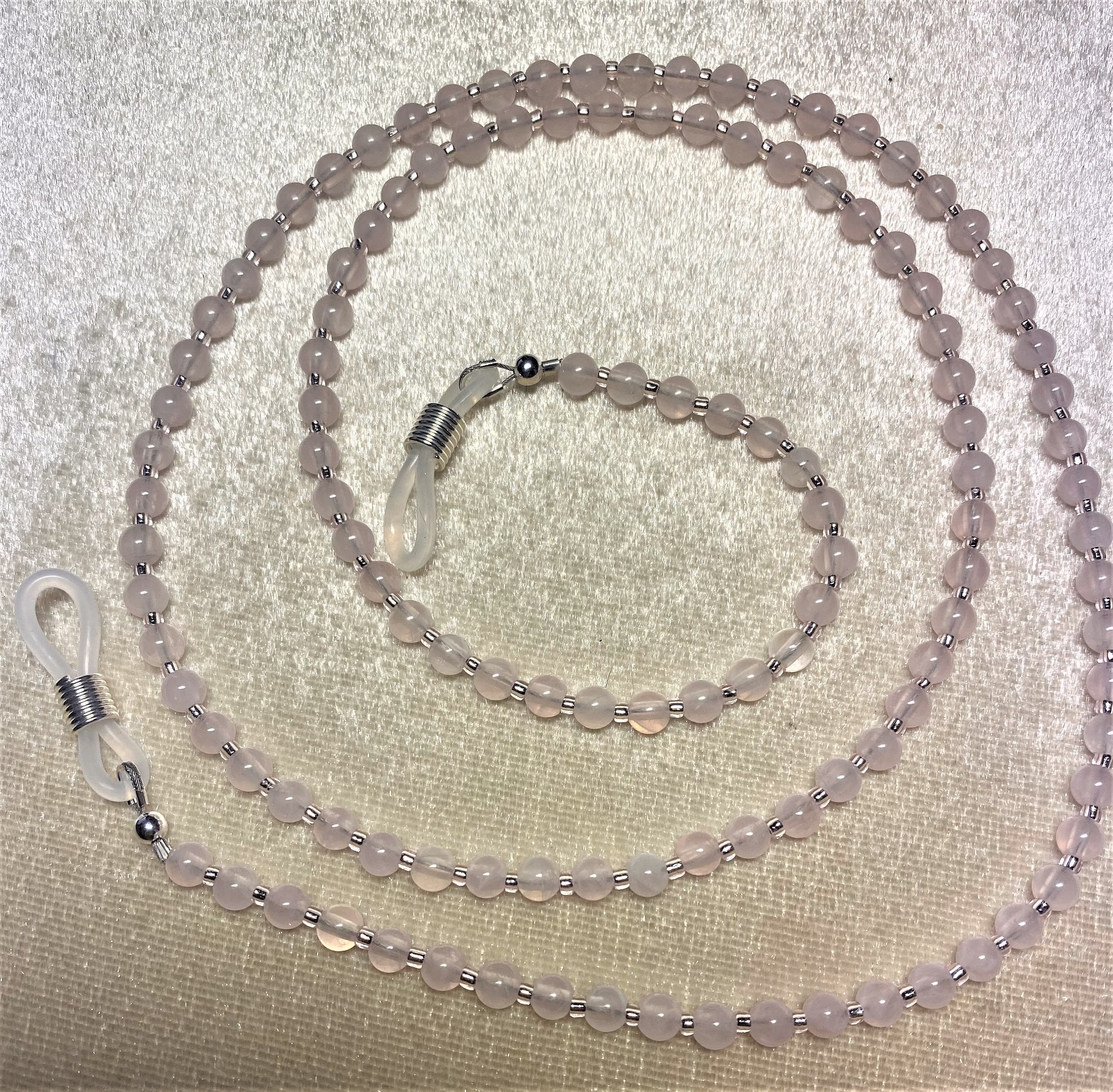 Natural Rose Quartz Eyeglass Chain #1531