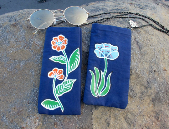 Hand Painted Glasses Case, Batik Tulis Bag, Soft Eyeglasses Pouch, Custom Sunglasses Personalized Handmade Pouch
