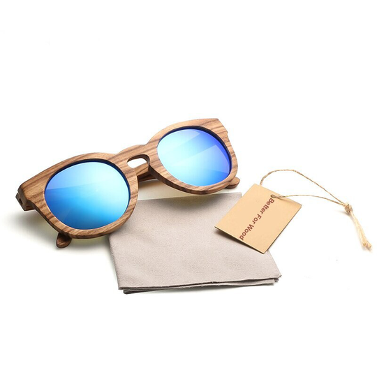 Handmade Wood Polarized Sunglasses Women Round Vintage Uv400 Protection Eyewear Mens Bamboo Glasses in Gift Box