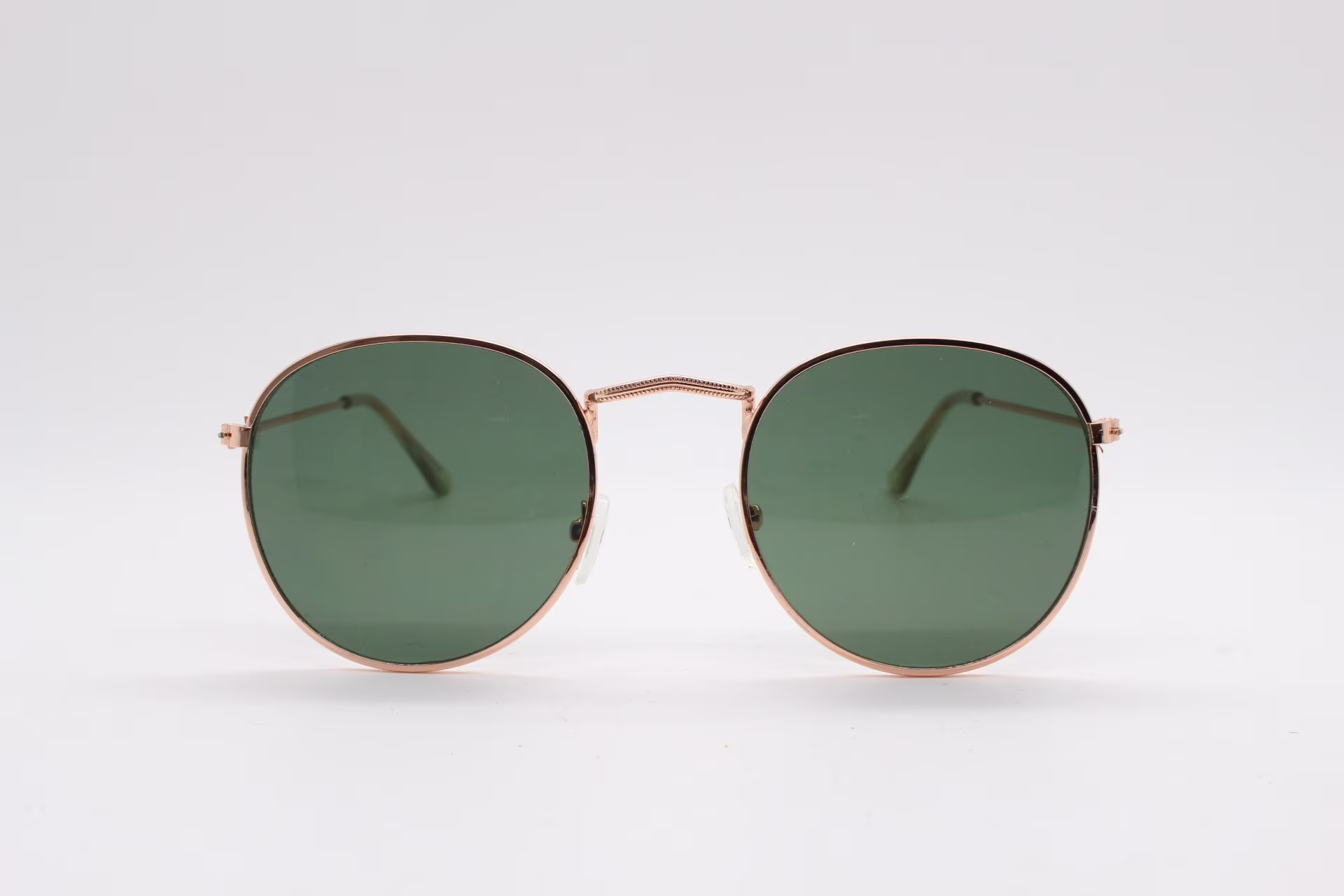 90S Vintage Round Metal Sunglasses, 60S Style Rose Gold Frame With Green Lenses. Unused. Bnwt. Panto