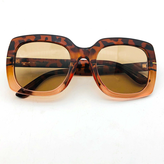 Extreme Tortoiseshell Sunglasses. Oversize Vintage Fashion Eyewear Glasses Retro Square Cut Two Tone Frames Unique Statement Accessory