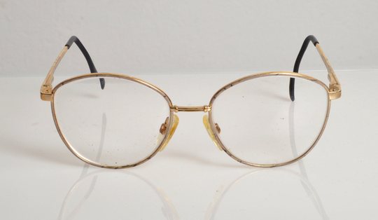 Vintage Luxotica Eyewear, Gold Frame, Gray Pattern On Forehead, Rx Able Clear Lenses Prescription Rare Piece. Made in Germany