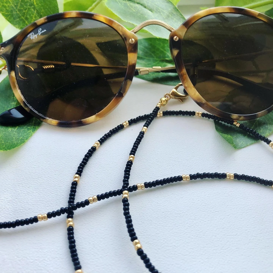 Black Glasses Chain, Sunglass Mask Face Lanyard, Beaded Cord, Holder Chains, Chain