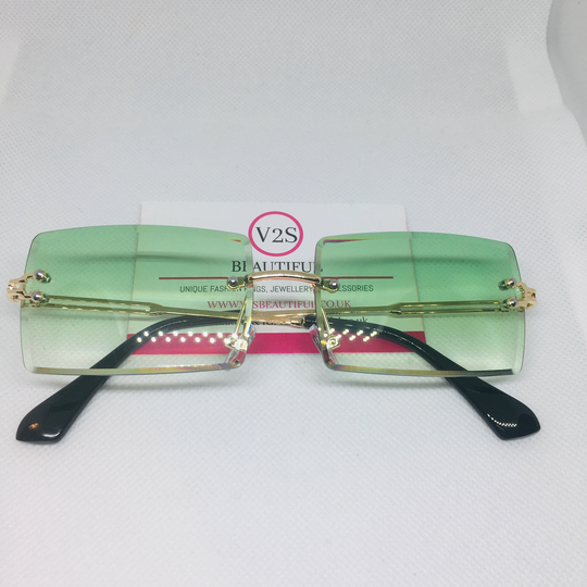Y2K Green Clear Rimless Vintage Sunglasses, 2000S Accessories, 1999S & Fashion Glasses