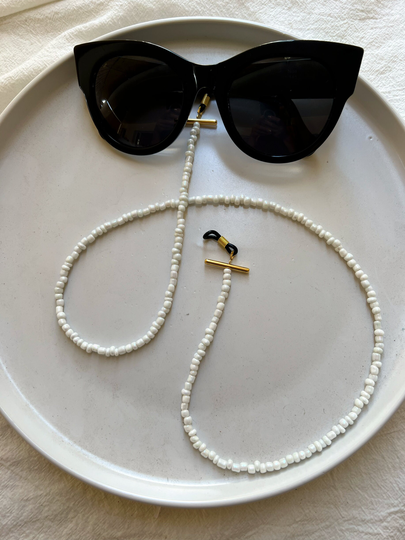 White Glasses Chain, Sunglasses Holder, Eyeglasses Laces For Sunglasses, Holder. | Christi-Laces