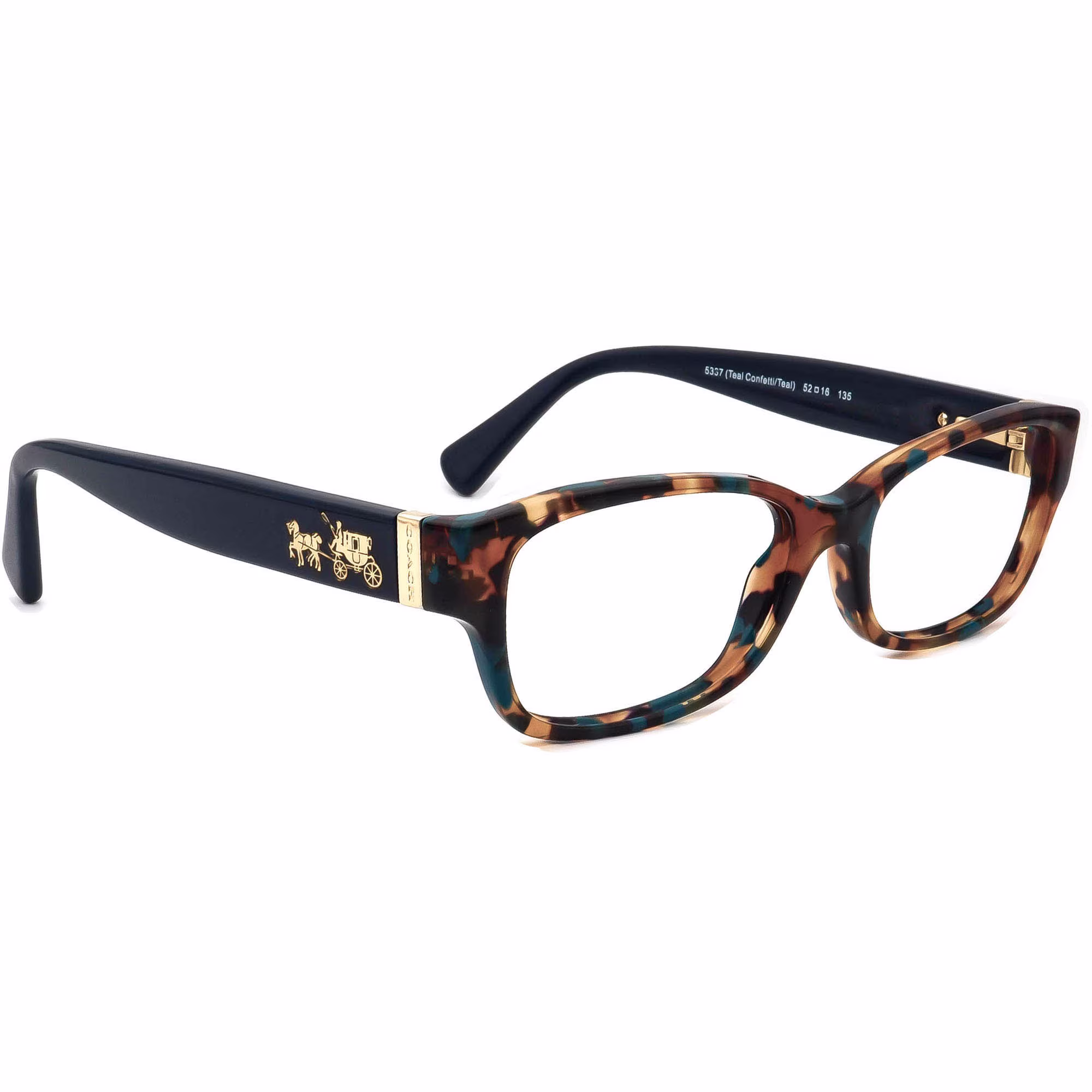 Coach Eyeglasses Hc 6078 5337 Teal Confetti/Teal Rectangular Frame 52[]16 135
