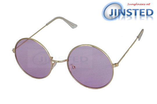 Purple Teashades Sunglasses With Gold Round Frame Uv400 Protection Sp015