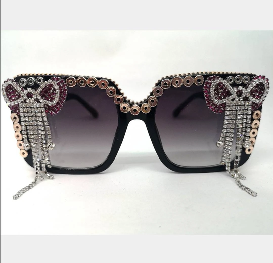 Oversized Black Silver Unusual Statement Festival Sunglasses Designer Ott Eye Wear Handmade Unique Fashion Shades