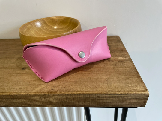 Pink Leather Glasses Case, Personalised Sunglasses Pouch, Birthday Gift For Her, 3rd Anniversary
