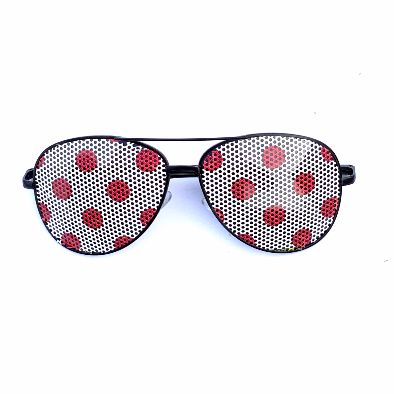 Red On White Polka Dot Pattern Aviator Sunglasses, Multiple Styles Avaible