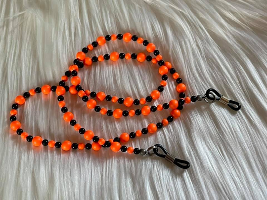 Swarovski Neck Chain in Orange & Black Neon
