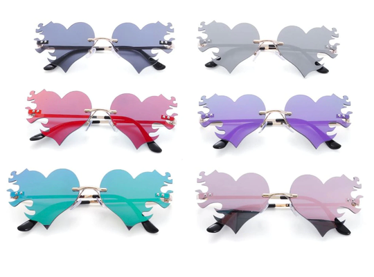 Heart Rimless Sunglasses Cute Y2K 90S Sunglasses - Pink Blue Gift Accessories Frameless Retro