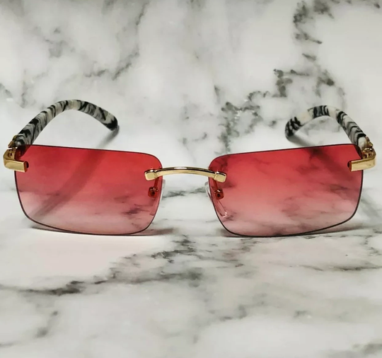 Luxury Rimless Buffs Sunglasses - Red