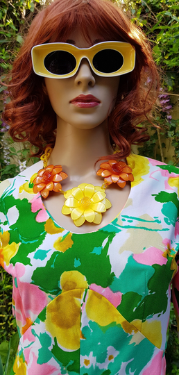 Reserved - Outrageous Funky Vintage Style Yellow & White Retro Sunglasses