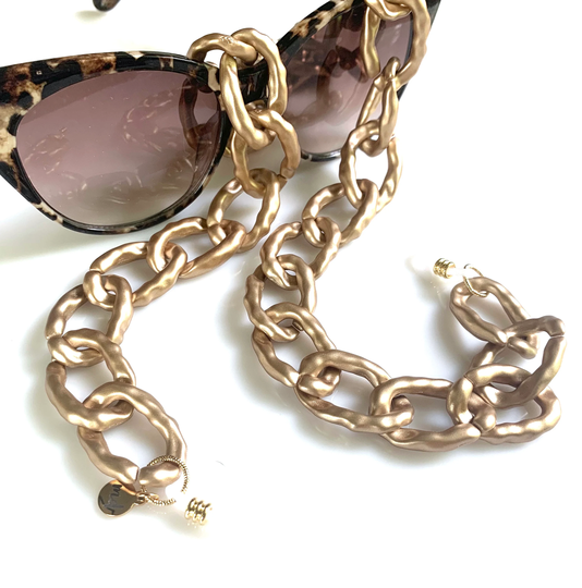 Acrylic Glasses Chain | Matte Finish Glasses Chain, Stylish Sunglass Chain For Sunnies, Gunmetal Frame Gold