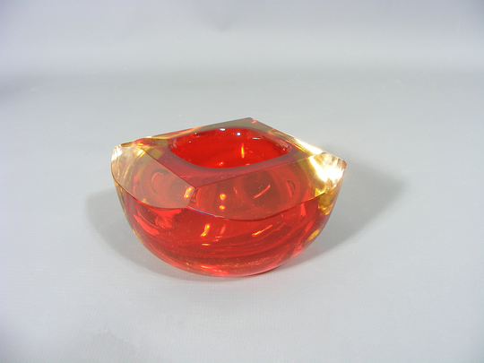 Vintage Murano Geode Ashtray, Bowl, Sommerso Mid Century Murano, Red Amber Sommerso, 1960's Glass, Free UK Postage