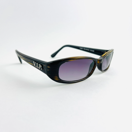 Authentic Y2K Rectangle Brown Sunglasses | V.i.p. Logo Sunglasses
